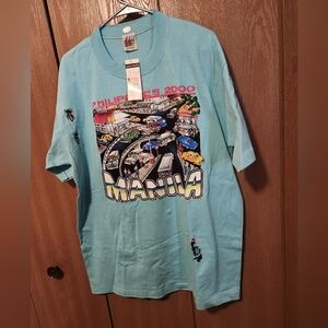 NOS VTG 2000 Manila Philippines Hand Printed Art City Crossing T-Shirt Size XXL